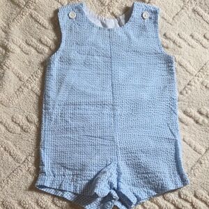 Light Blue Seersucker One-Piece Romper for Kids